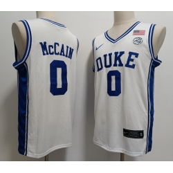 Men Duke University Jared McCain #0 White Stitched NCAA Jersey