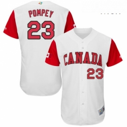 Mens Canada Baseball Majestic 23 Dalton Pompey White 2017 World Baseball Classic Authentic Team Jersey