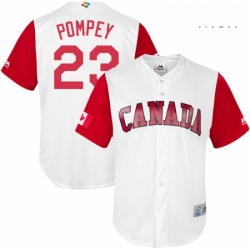 Mens Canada Baseball Majestic 23 Dalton Pompey White 2017 World Baseball Classic Replica Team Jersey