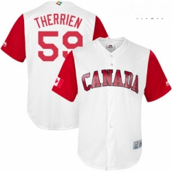 Mens Canada Baseball Majestic 59 Jessen Therrien White 2017 World Baseball Classic Replica Team Jersey