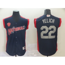 National League 22 Christian Yelich Navy 2019 MLB all star Game Player Jersey