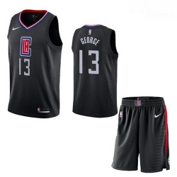 Clippers 13 Paul George Black City Edition Nike Swingman Jersey 28With Shorts