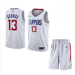 Clippers 13 Paul George White City Edition Nike Swingman Jersey 28With Shorts