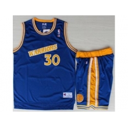 Golden State Warriors 30 Stephen Curry Blue Hardwood Classics NBA Jerseys Shorts Suits