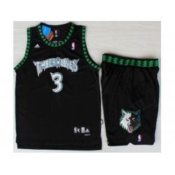 Minnesota Timberwolves 3 Stephon Marbury Black Swingman NBA Jerseys Short Suits