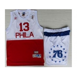 Philadelphia 76ers 13 Wilt Chamberlain White Red NBA Jerseys Short Suits