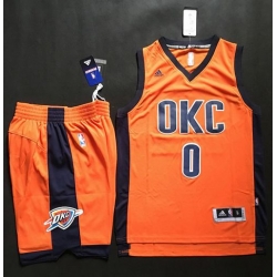 Thunder #0 Russell Westbrook Orange Alternate A Set Stitched NBA Jersey