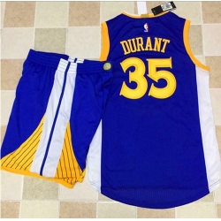 Warriors #35 Kevin Durant Blue A Set Stitched NBA Jersey