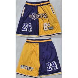 Men  8  24 Kobe Bryant Purple Yellow 2026 Shorts 