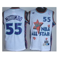 Denver Nuggets 55 Dikembe Mutombo White 95 All Star NBA Jerseys