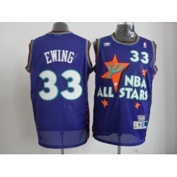 NBA New York Knicks #33 Patrick Ewing 95 All Star #33 Ewing Purple Jerseys