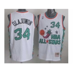 NBA 96 All Star #34 Olajuwon White Jerseys