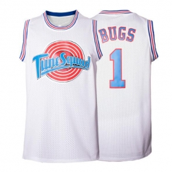 Men Space Jam Tune Squad #1 Bugs Bunny White Movie Stitched Basketball Jersey