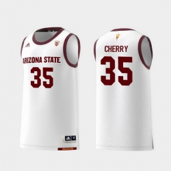 Men Arizona State Sun Devils Taeshon Cherry White Replica College Basketball Jersey