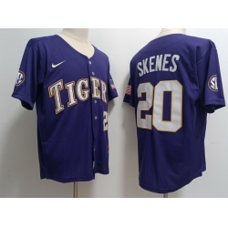 Men LSU Tigers #20 Paul Skenes Purple Baseball Jersey