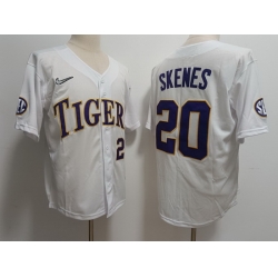 Men LSU Tigers #20 Paul Skenes white Baseball Jersey