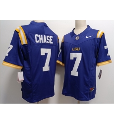 Men LSU Tigers #7 Ja'Marr Chase Purple F U S E Stitched NCAA Jersey