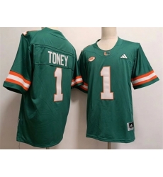 Men Miami Hurricanes  1 Malachi Toney Aqua Stitched Football Jerseys
