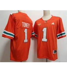 Men Miami Hurricanes 1 Malachi Toney Orange Stitched Football Jersey Men Miami Hurricanes 1 Malachi Toney Orange Stitched Football Jersey