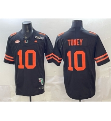 Men Miami Hurricanes 10 Malachi Toney Black F U S E  2026  26 Florida Patch Stitched Football Jersey