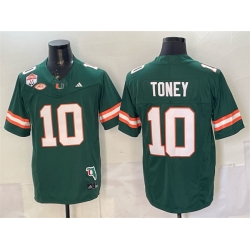 Men Miami Hurricanes  10 Malachi Toney Green F U S E  Fiesta Bowl Champions   Florida Patch Stitched Football Jersey