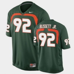 Men Miami Hurricanes Jason Blissett Jr. Game Green College Football Jersey