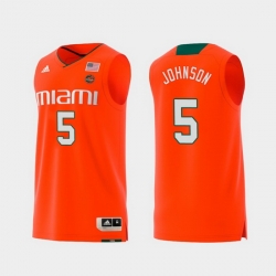 Men Miami Hurricanes Zach Johnson Orange Replica College Basketball Jersey