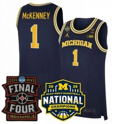 Men Michigan Wolverines  1 Trey McKenney Navy 2025 26 Final Four   National Champions Patch Stitched Basketball Jersey