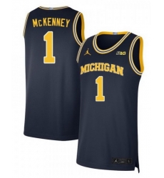Men Michigan Wolverines  1 Trey McKenney Navy Stitched Basketball Jersey