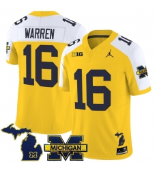 Men Michigan Wolverines 16 Davis Warren Maize Alternate F U S E 2025 Vapor Limited Stitched Football Jersey Men Michigan Wolverines 16 Davis Warren Maize Alternate F U S E 2025 Vapor Limited Stitched Football Jersey