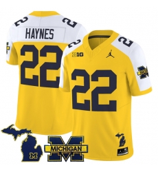 Men Michigan Wolverines  22 Justice Haynes Maize Alternate F U S E  2025 Vapor Limited Stitched Football Jersey