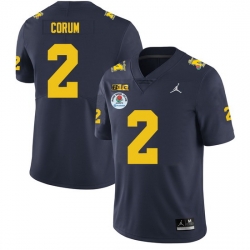 Men Michigan Wolverines Blake Corum #2 Navy Blue High School F U S E Stitched 2024 Rose Bowl Jersey