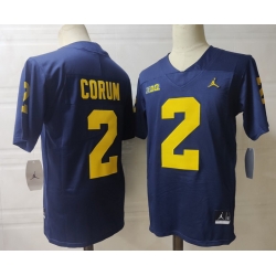 Men Michigan Wolverines Blake Corum #2 Navy High School Stitched Game Jersey