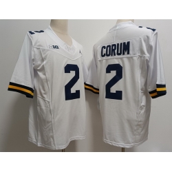 Men Michigan Wolverines Blake Corum #2 White High School F U S E Stitched Jersey