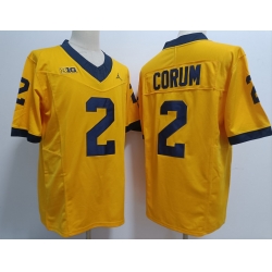 Men Women Youth Michigan Wolverines Blake Corum #2 Yellow High School F U S E Stitched Game Jersey