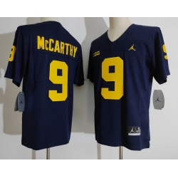 Men's Michigan Wolverines Eamonn Dennis #9 Blue Brand Jordan Football College Jersey