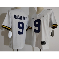 Men's Michigan Wolverines Eamonn Dennis #9 White Brand Jordan Football College Jersey