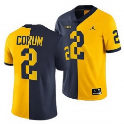 Michigan Wolverines 2021 22 Blake Corum Navy Maize Split Edition College Football Jersey