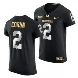 Michigan Wolverines Blake Corum 2021 22 Golden Edition Elite Football Black Jersey