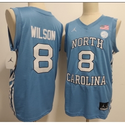 Men North Carolina #8 Caleb Wilson Basketball Blue Stitched Jersey
