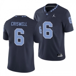 North Carolina Tar Heels Jacolby Criswell Navy College Football Men'S Jersey