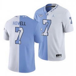North Carolina Tar Heels Sam Howell College Football White Blue Split Edition Game Jersey