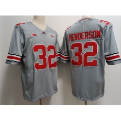 Men Nike Ohio State Buckeyes #32 TreVeyon Henderson Gray College Football Jersey