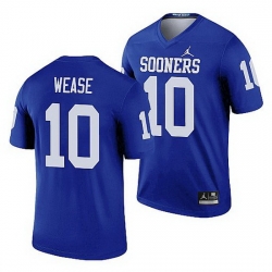 Oklahoma Sooners Theo Wease Blue Legend Men'S Jersey