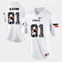Men Oklahoma State Cowboys And Cowgirls Justin Blackmon Player Pictorial White Jersey