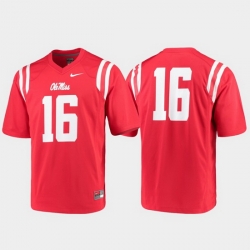 Men Ole Miss Rebels 16 Red Game College Football Jersey