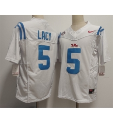 Men Ole Miss Rebels  5 Kewan Lacy White 2026 F U S E  Stitched jersey