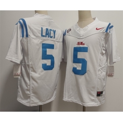 Men Ole Miss Rebels  5 Kewan Lacy White 2026 F U S E  Stitched jersey