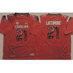 South Carolina Gamecocks 21 Marcus Lattimore Red Portrait Number College Jersey