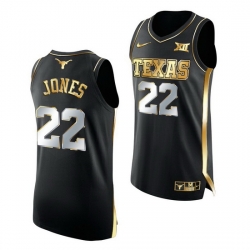 Texas Longhorns Kai Jones 2021 March Madness Golden Authentic Black Jersey
